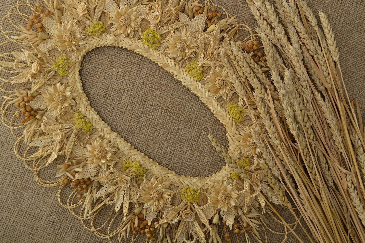 Oval family amulet made of straw photo 3