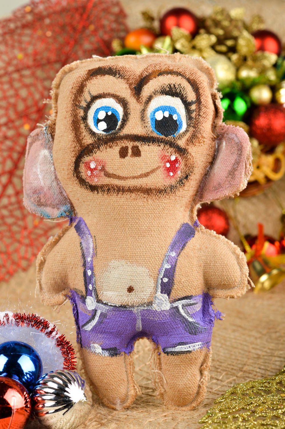 Мягкая игрушка ручной работы обезьянка декор для дома игрушка из ткани фото 1
