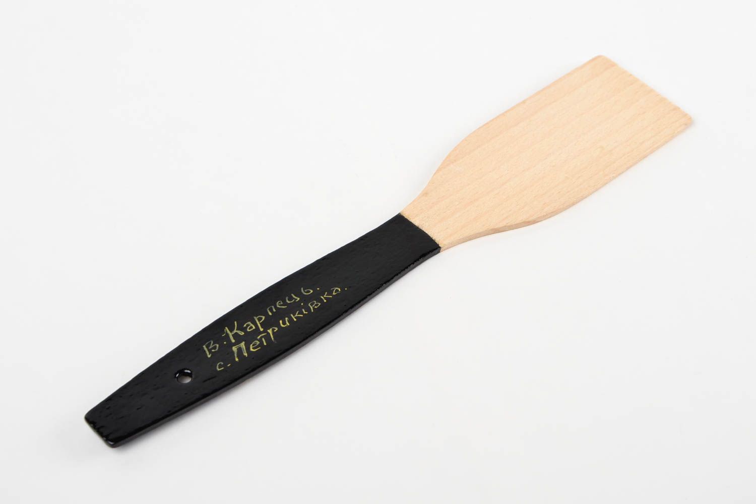 Handmade stylish wooden spatula unusual painted spatula ware in ethnic style photo 5