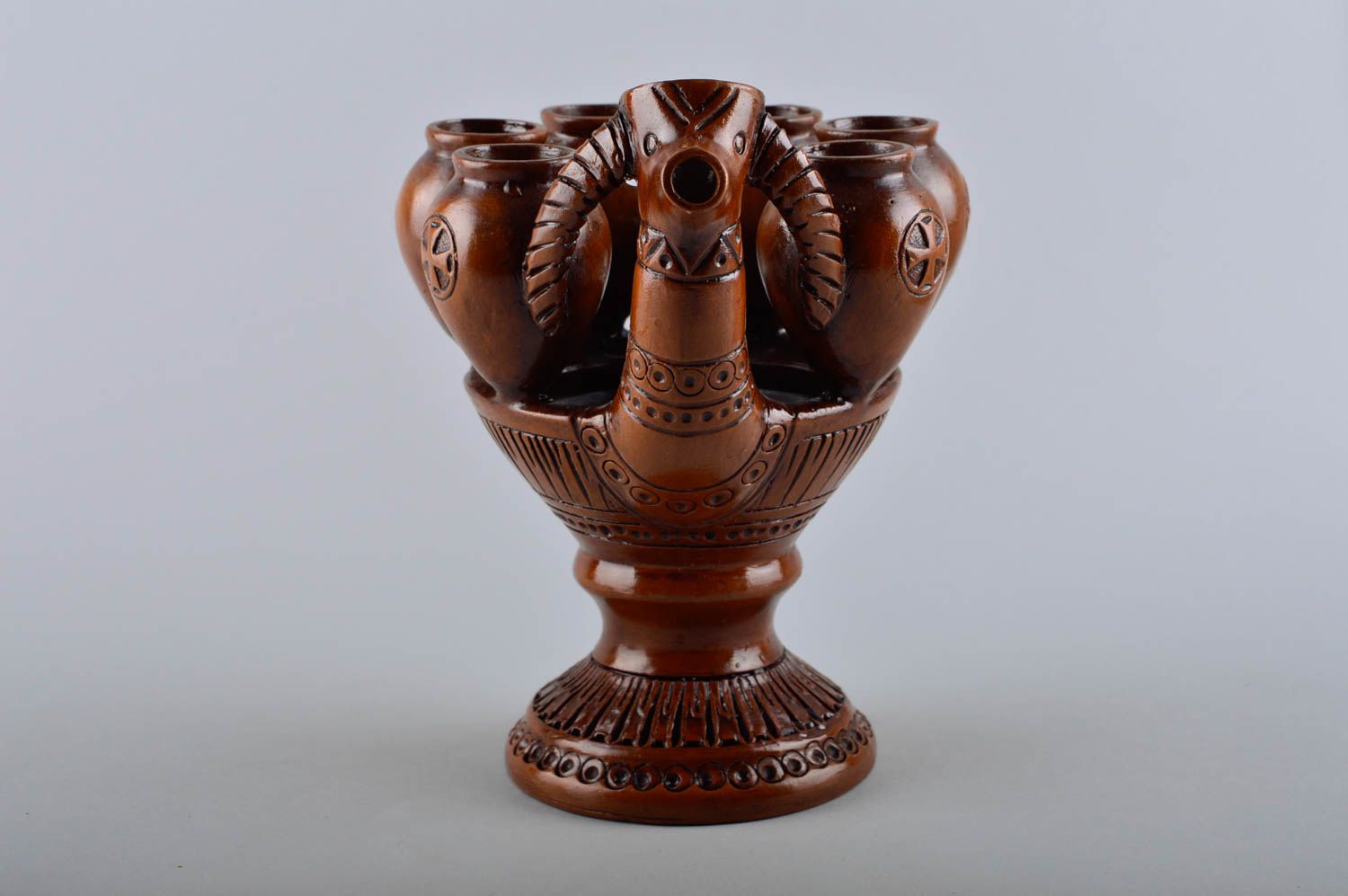 Set of wine glasses handmade pottery decorative tableware present for men photo 5