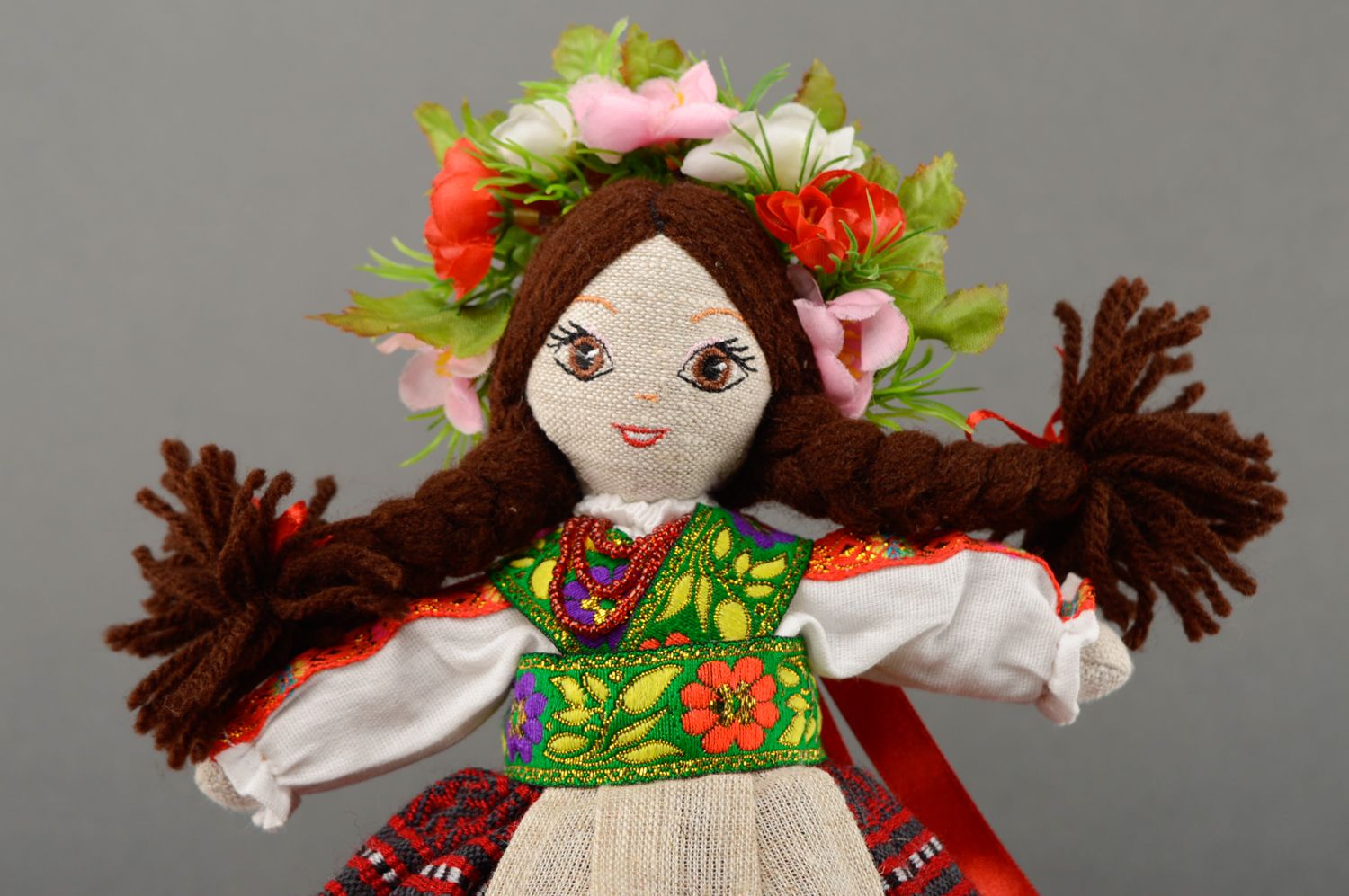 Кукла для чайника в украинском стиле из тканей фото 2