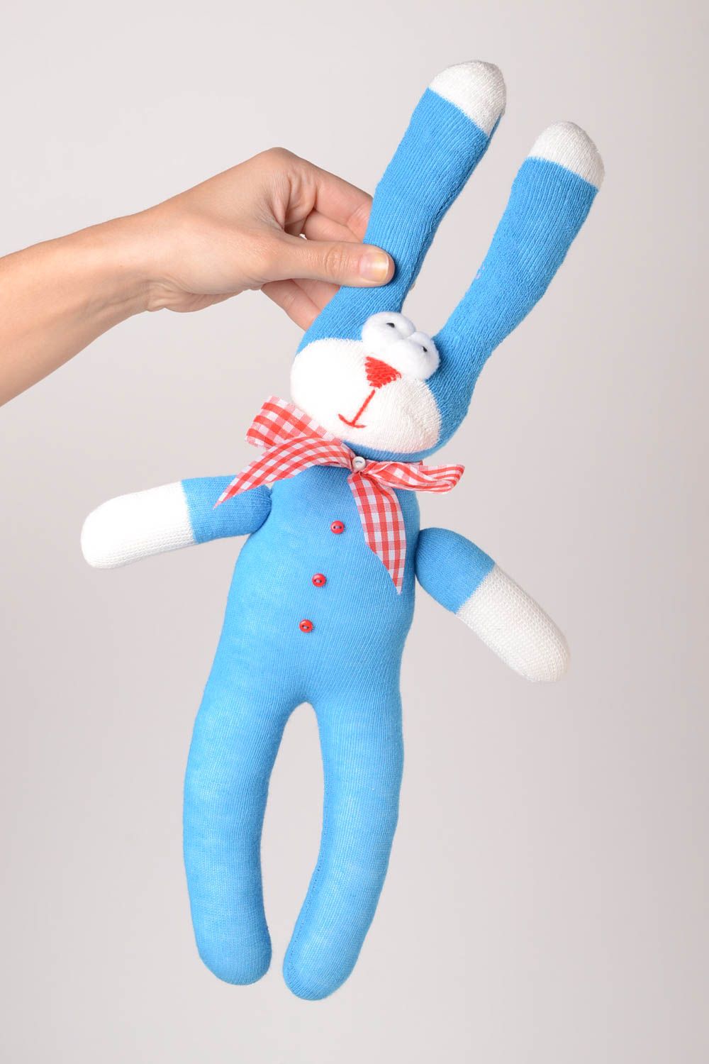 Детская игрушка ручной работы игрушка-животное мягкая игрушка голубенький зайчик фото 2