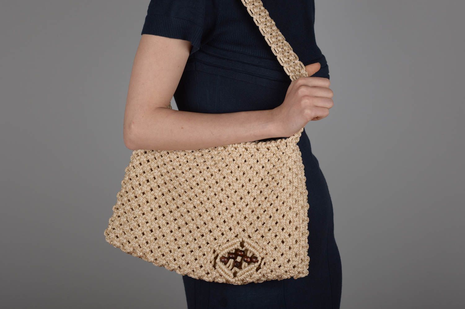 Umhängetasche Damen handmade Designer Tasche Damen Handtasche originell in Beige foto 5