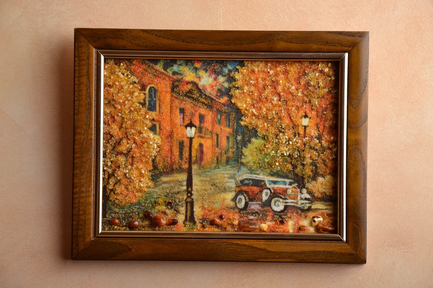 Handmade wall painting with amber photo 1