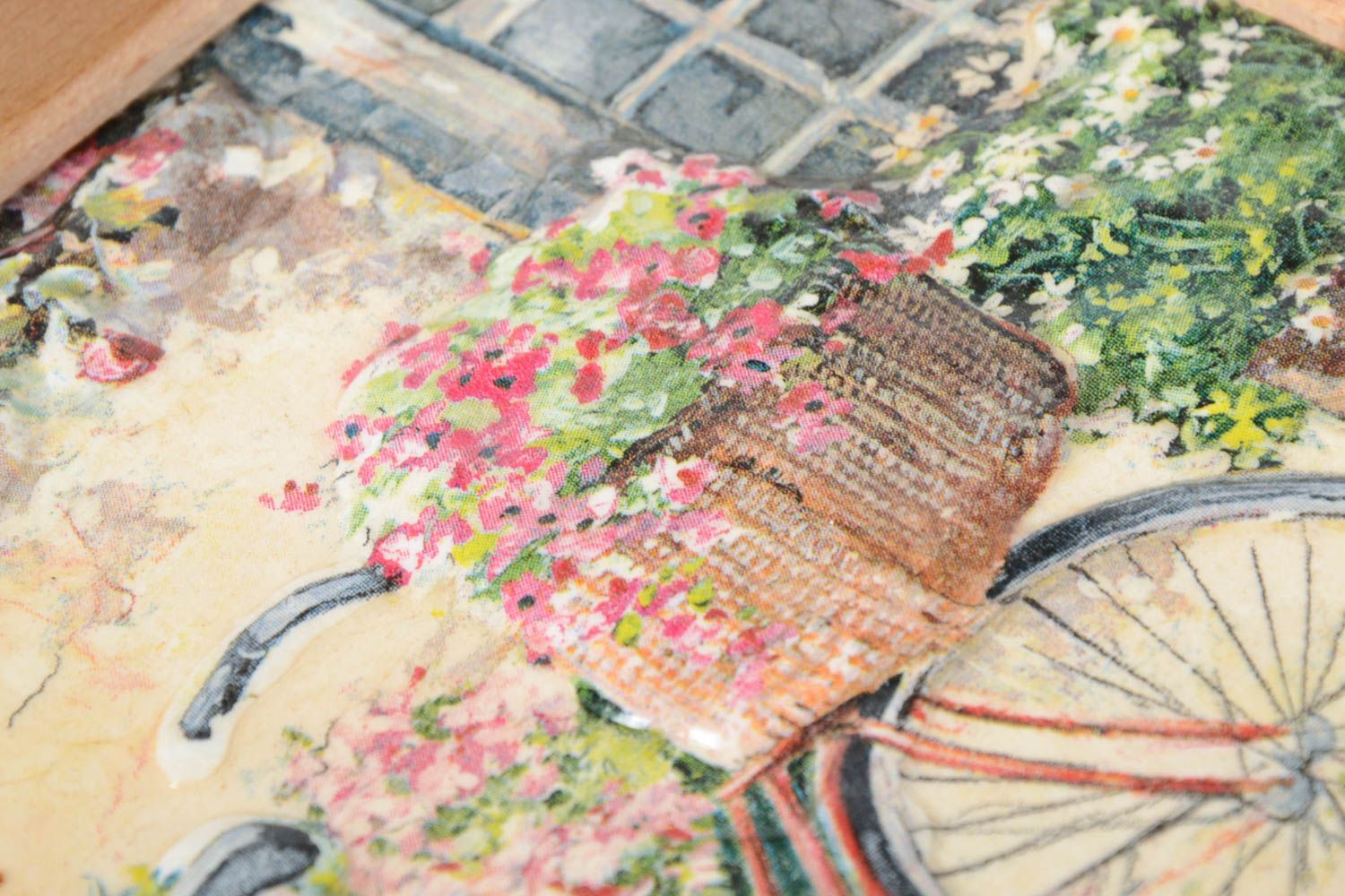 Tableau vélo fait main Tableau décoratif Déco murale Cadeau original serviettage photo 3
