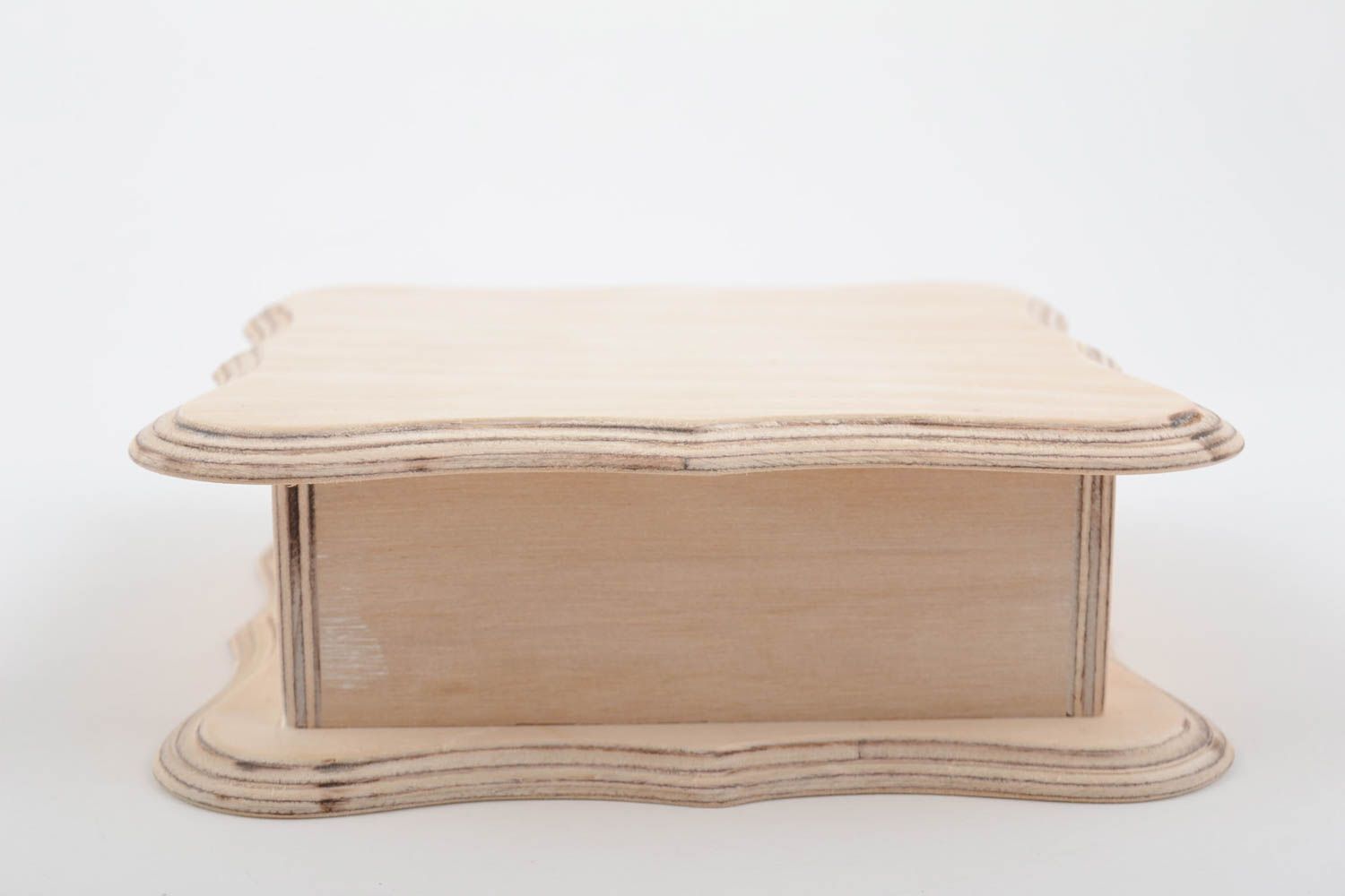 Boîte en bois brut à bijoux carrée faite main pour serviettage décoration photo 4