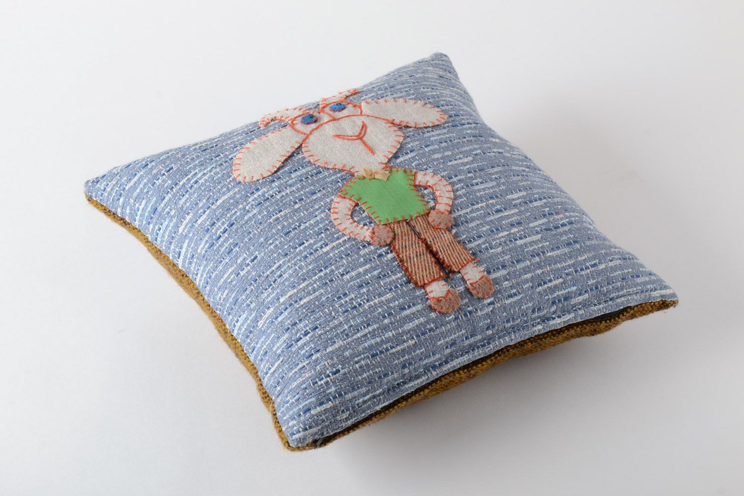 Children's handmade soft cushion with applique work for upholstered furniture decor photo 2