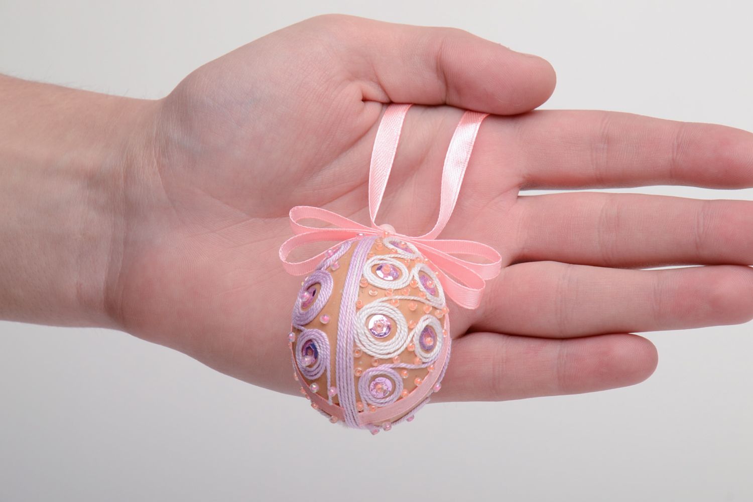 Interior hanging egg with beads and ribbon photo 5