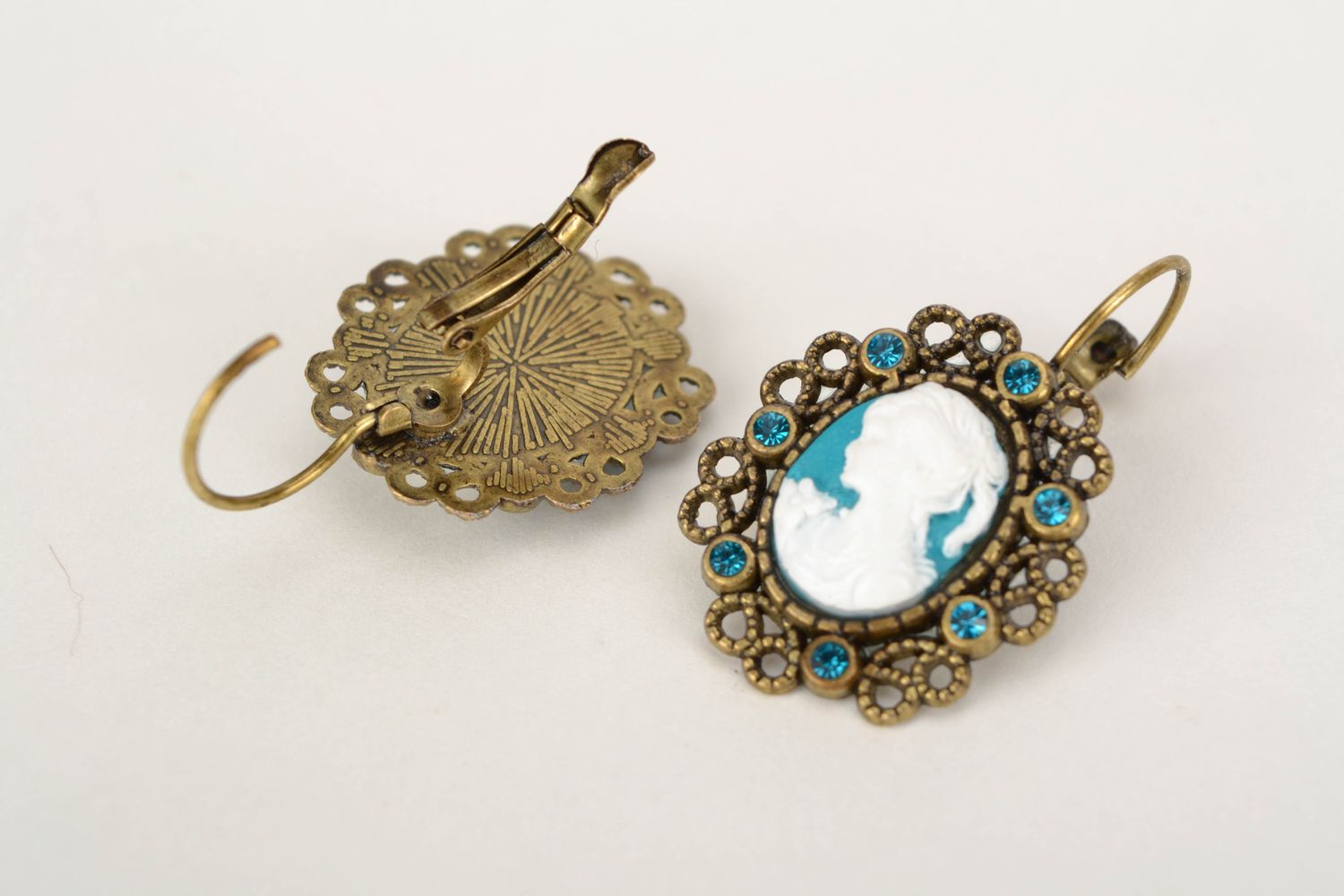 Handmade polymer clay earrings Turquoise photo 4