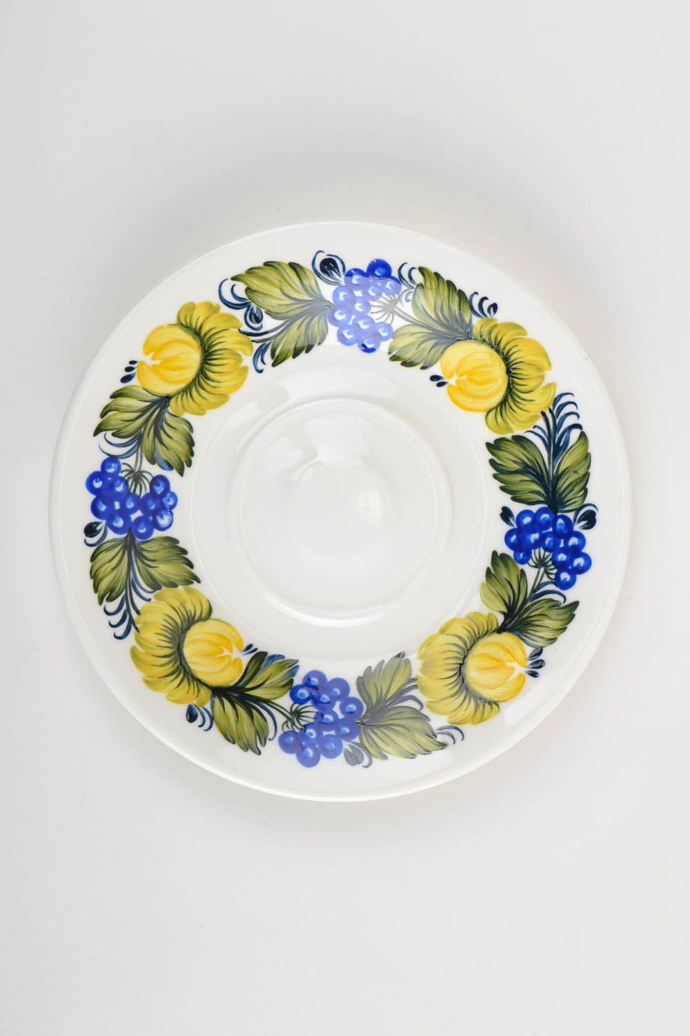 Soucoupe porcelaine fait main Petite assiette motif fleurs Service vaisselle photo 3