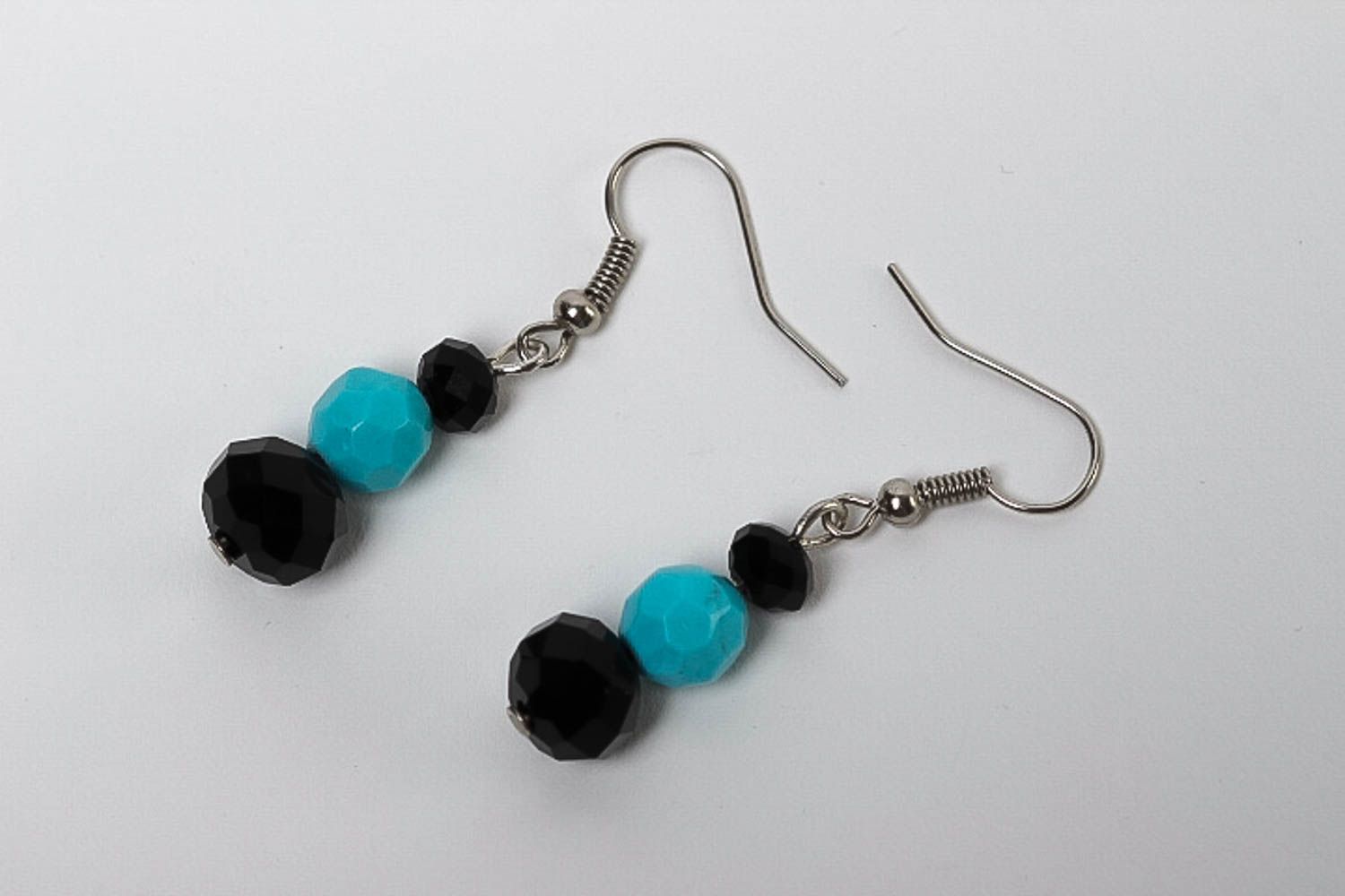 Handmade earrings with turquoise beads earrings with charms designer jewelry photo 2