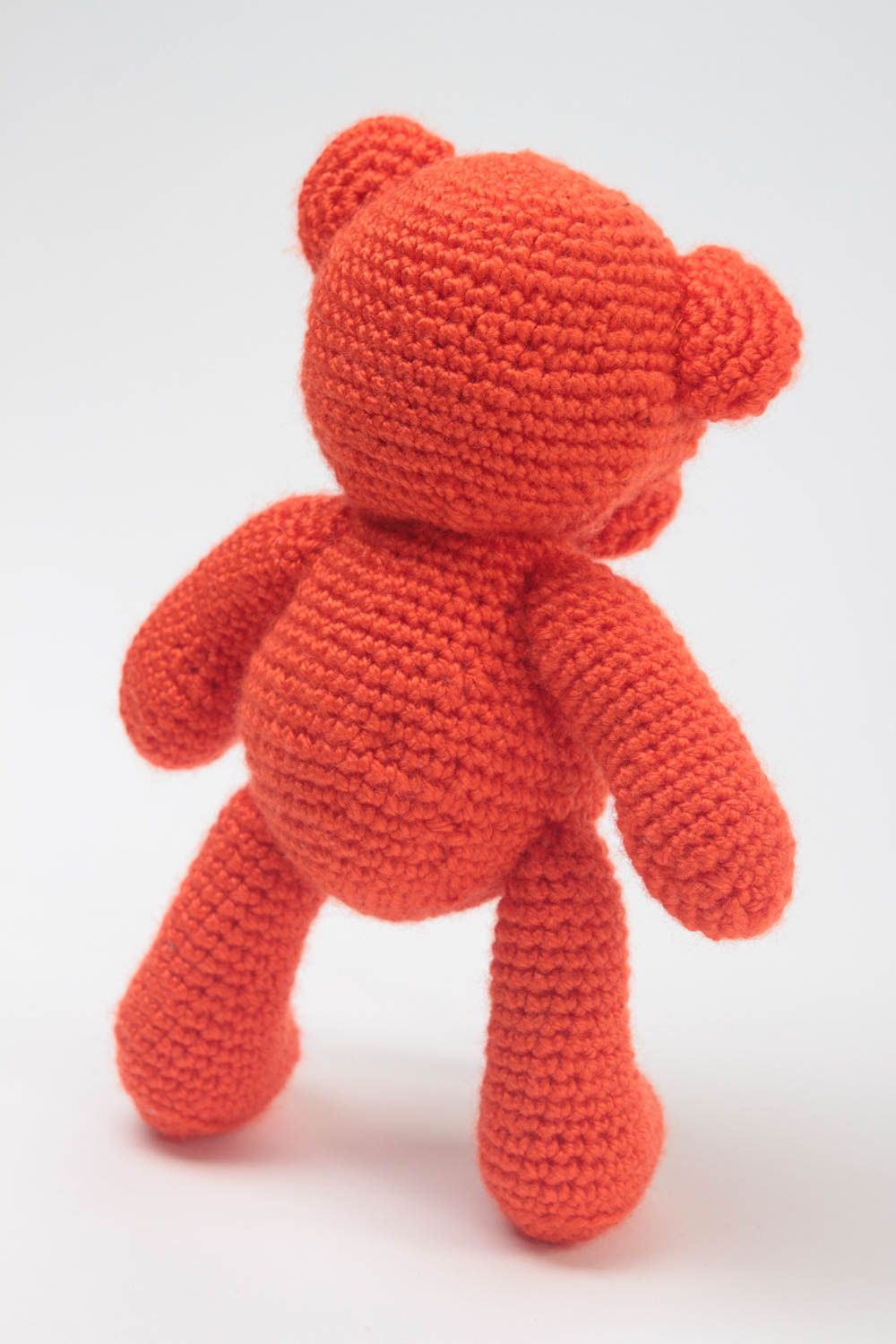 Jouet enfant Peluche tricotée fait main Cadeau original ourson rouge pour fille photo 4