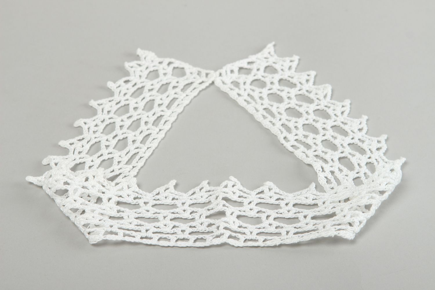 Col blanc Accessoire fait main au crochet Cadeau femme en coton naturel photo 4