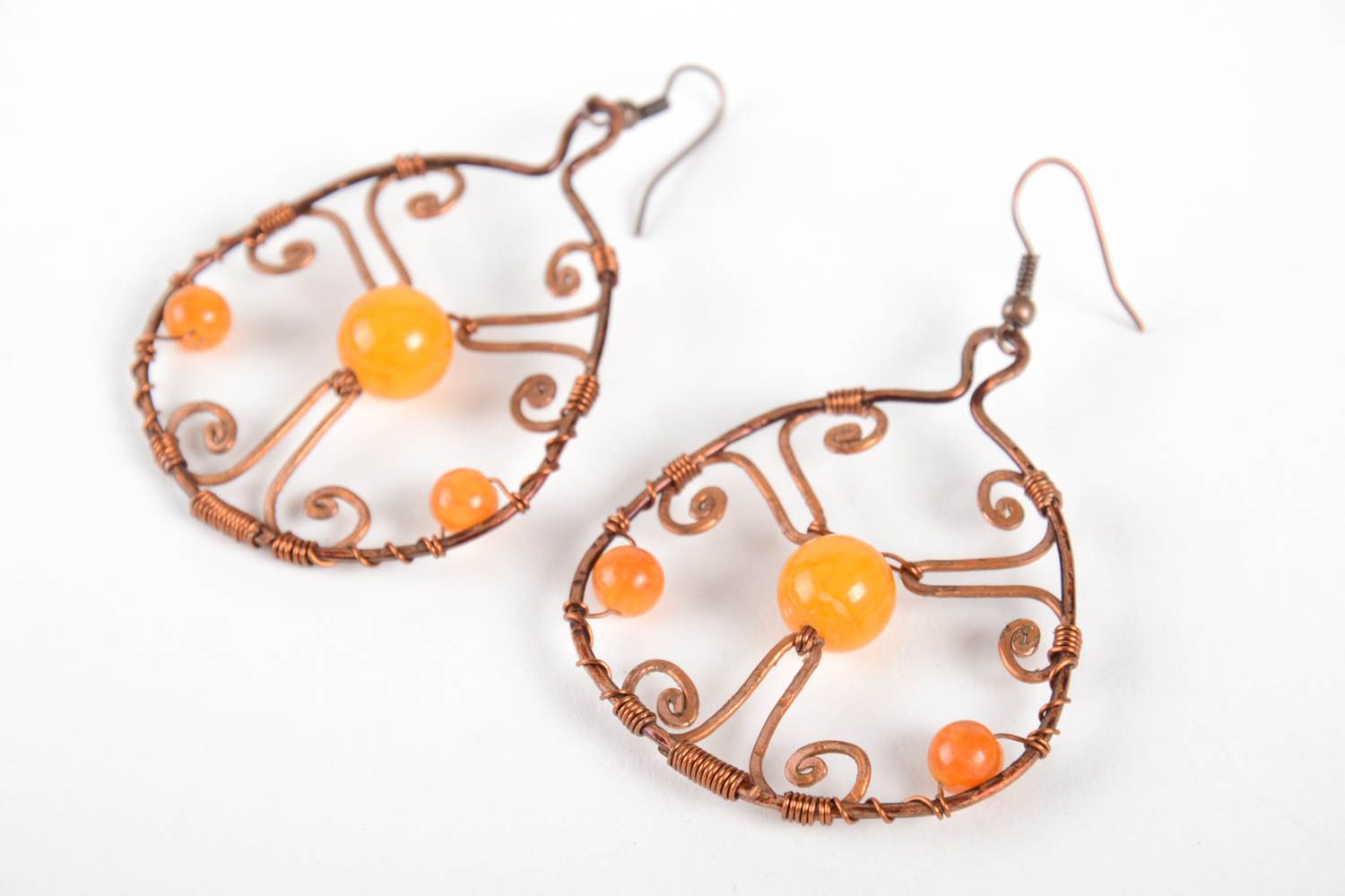 Handmade unusual earrings stylish copper earrings cute designer accessory photo 2