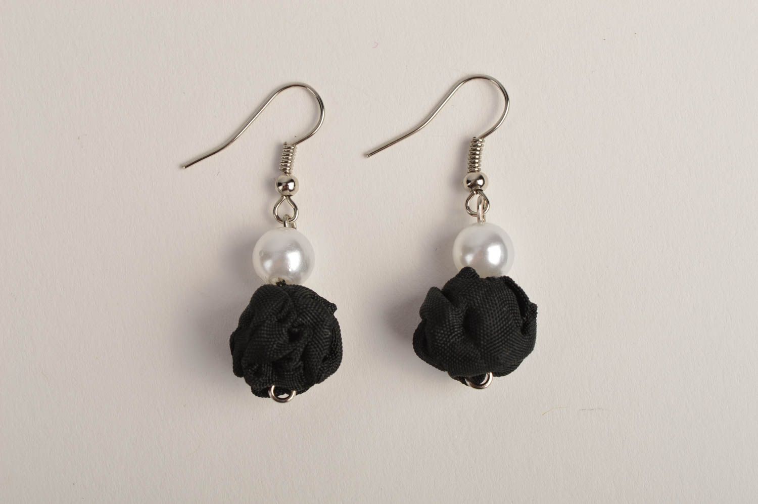 Handmade designer black earrings elegant feminine jewelry unusual earrings photo 5