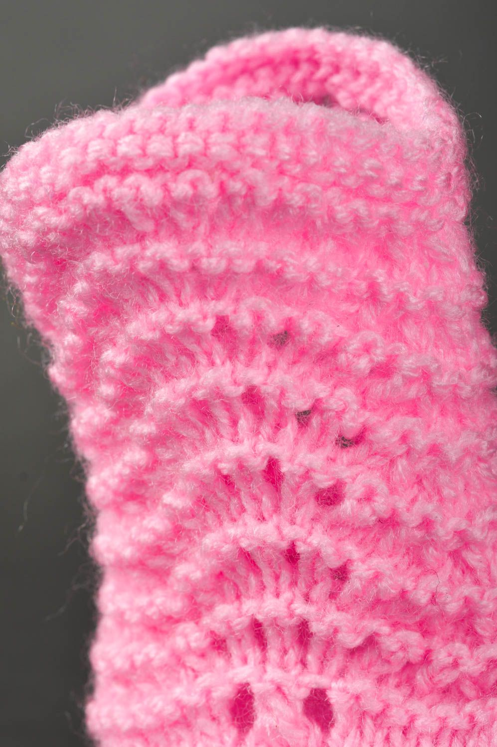 Chaussons bottes faits main Chaussures bébé roses tricotés Vêtement bébé fille photo 5