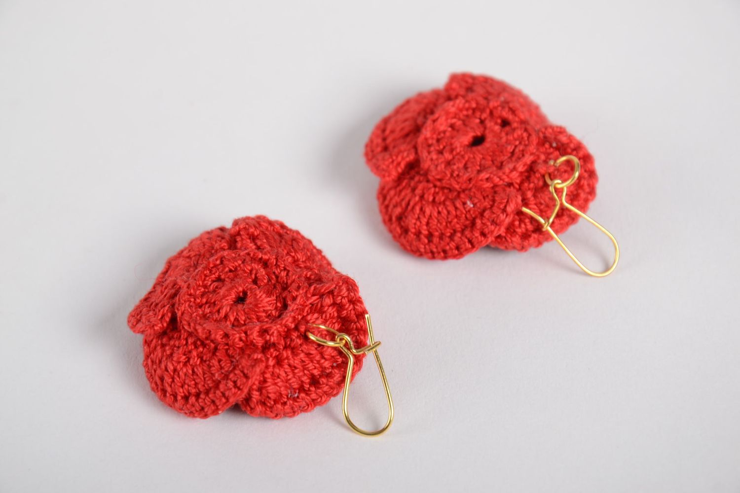 Unusual handmade flower earrings crochet ideas textile earrings small gifts photo 9