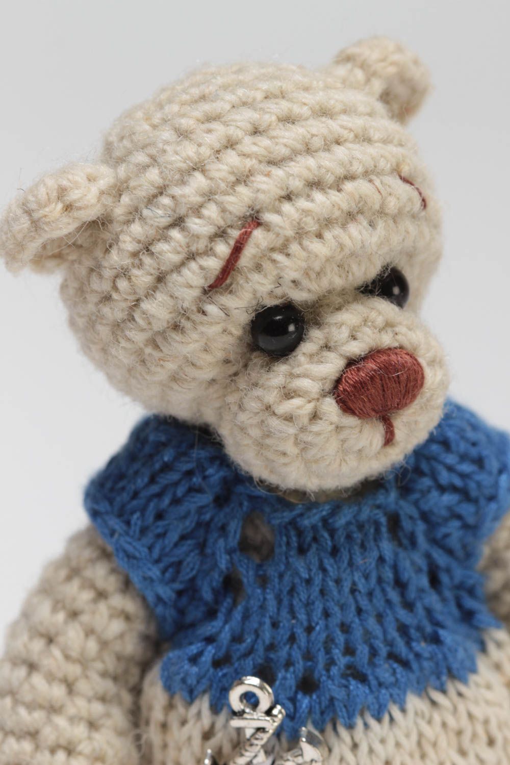 Beautiful handmade designer crochet soft toy bear for home decor photo 3