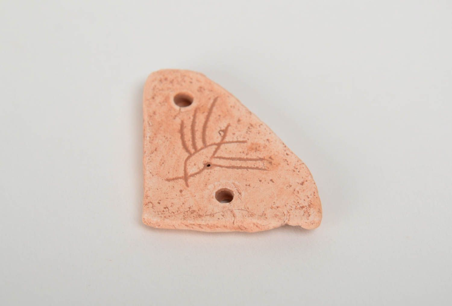 Pendentif d'argile fait main à peindre marron style ethnique fourniture bijou photo 3