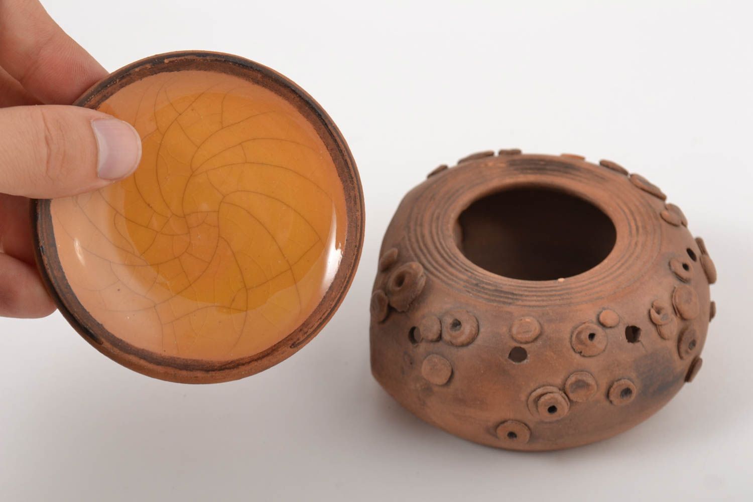 Handmade Kerzenhalter Keramik kleiner Deko Kerzenhalter Teelichthalter aus Ton  foto 8