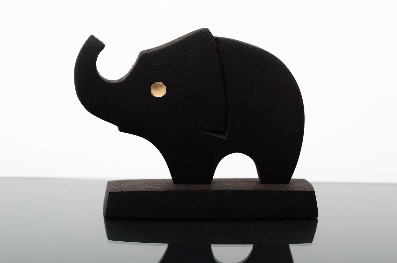 Figurine éléphant faite main Statuette en bois noire minimaliste Déco maison photo 1