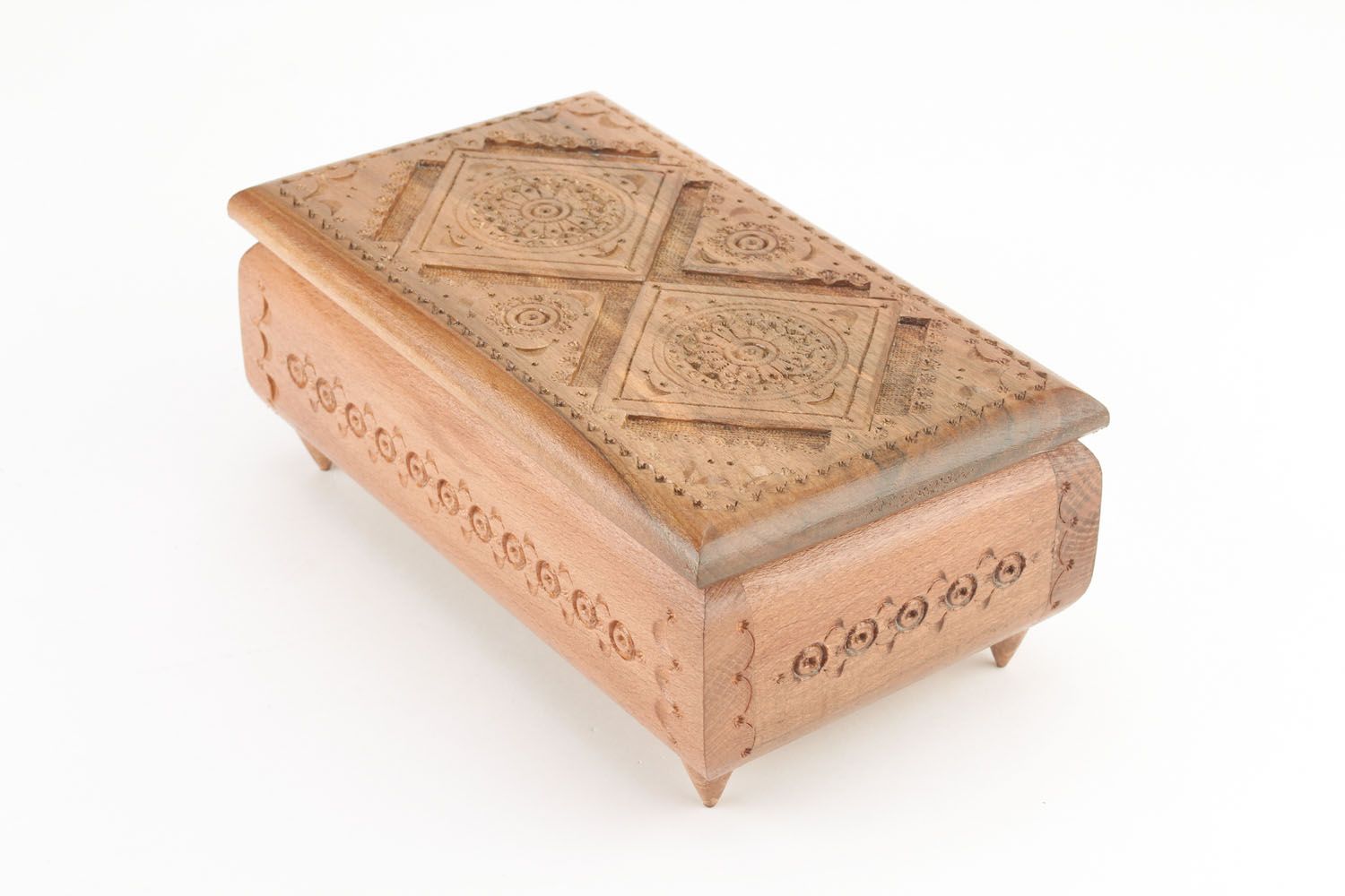 Carved wooden jewelry box photo 3