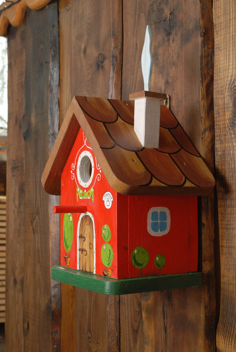 Wooden nest box with painting Forest House photo 4