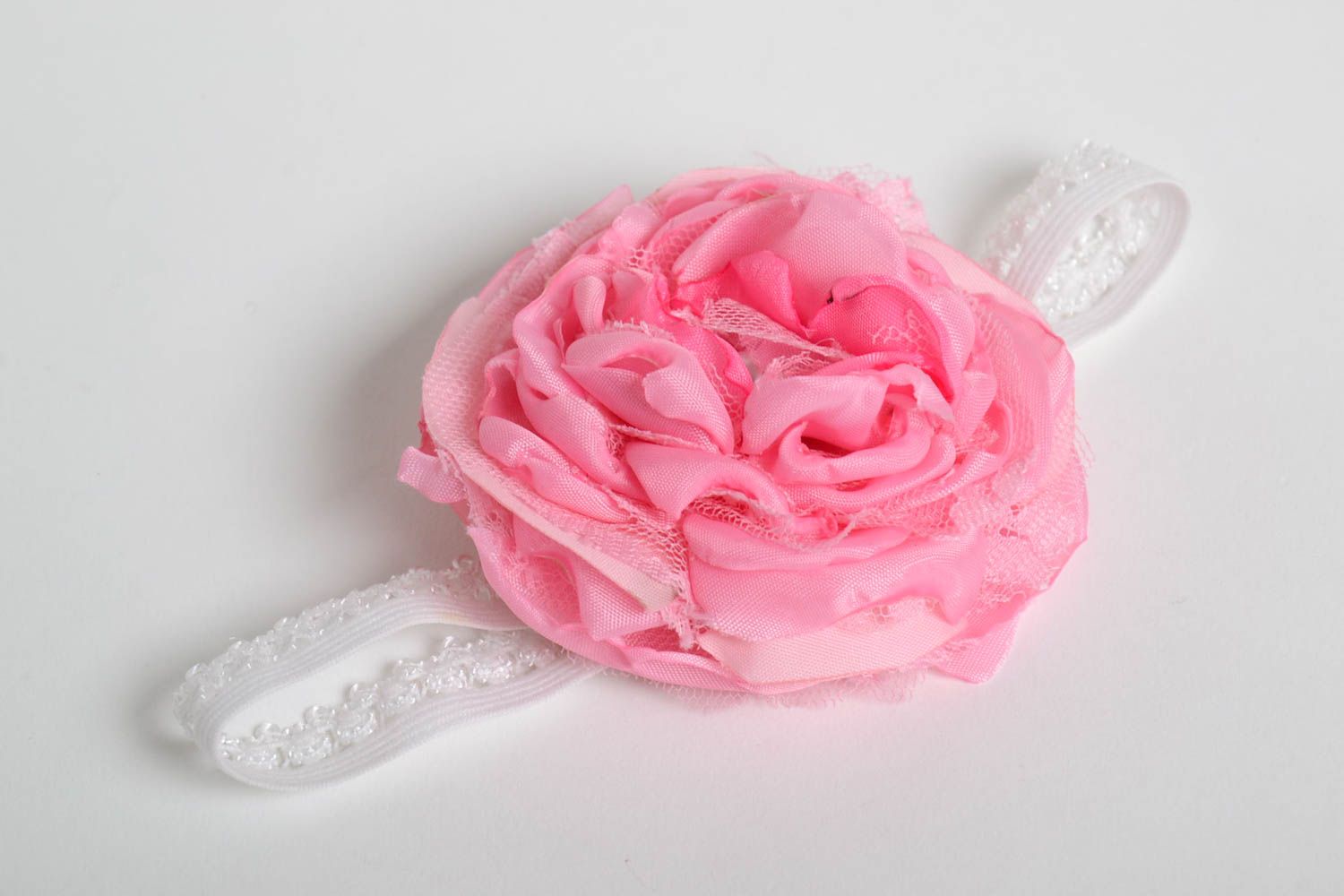 Haarband Blumen handgefertigt Accessoire für Haare Haarschmuck Blüte in Rosa foto 5