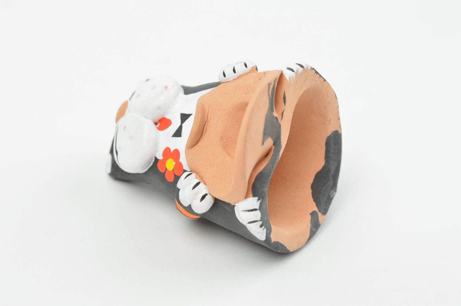 Lustige handgemachte grelle künstlerische Statuette aus Ton Katze mit Hut bemalt foto 4