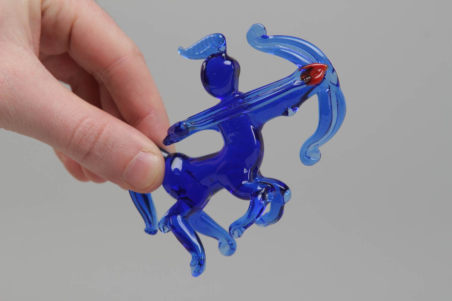 Petite figurine en verre au chalumeau Sagittaire décorative bleue faite main photo 4