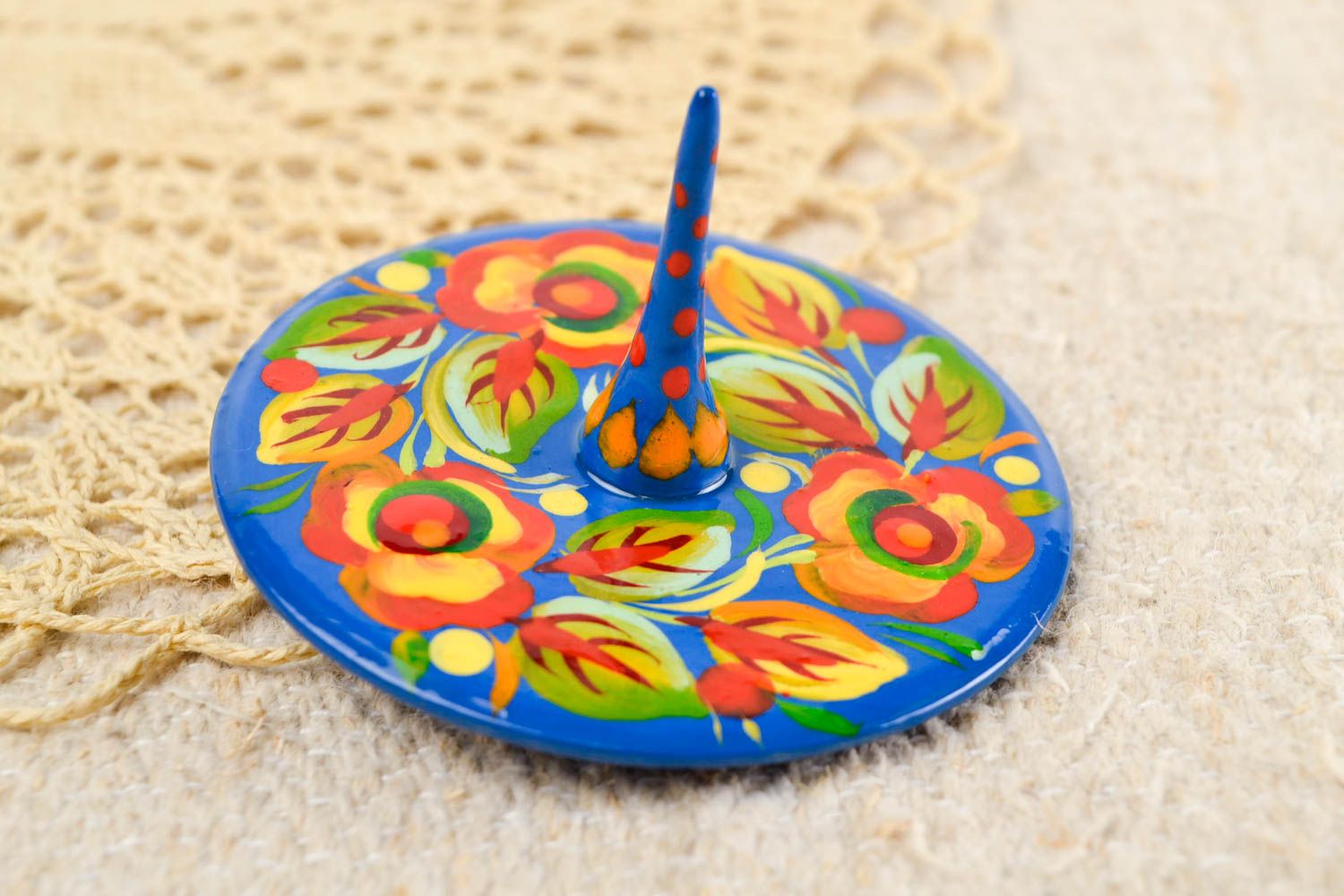 Beautiful handmade wooden toy spinning top spin top birthday gift ideas photo 1