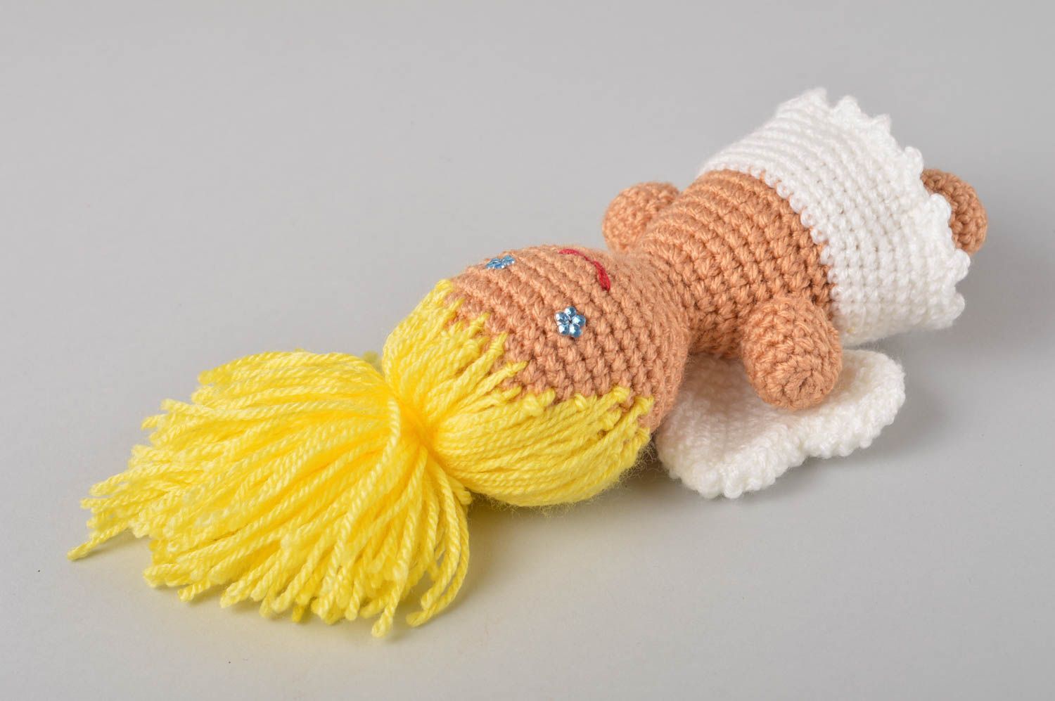 Poupée tricot Jouet pour enfant fait main au crochet Déco chambre fille Ange photo 2