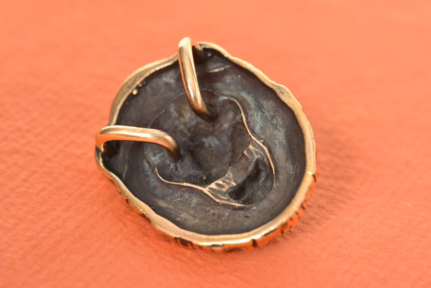 Small beautiful homemade cast bronze pendant of unusual design photo 5