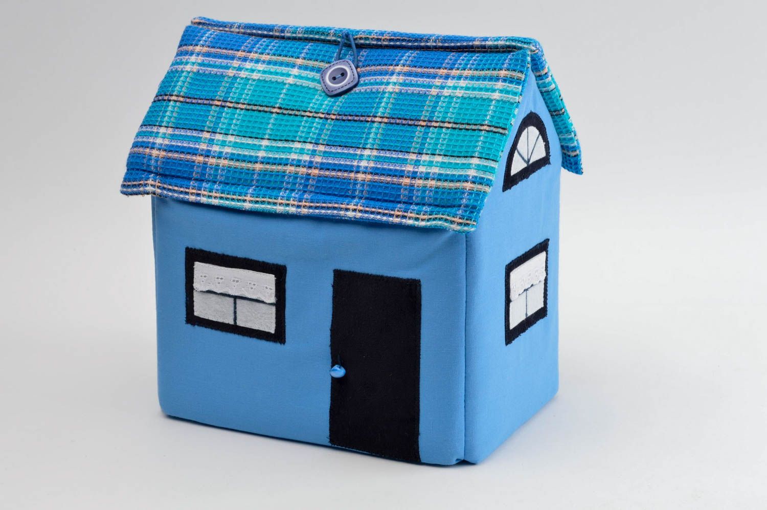 Deko Haus handmade blaues Deko Spielzeug kleines originelles Spielzeug aus Stoff foto 2