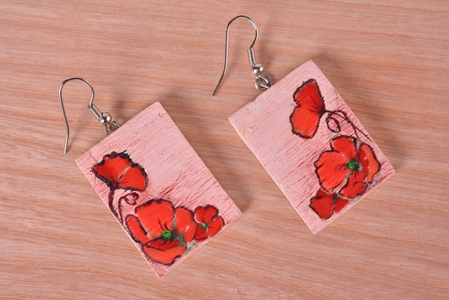 Handcrafted jewelry dangling earrings flower earrings designer accessories photo 2