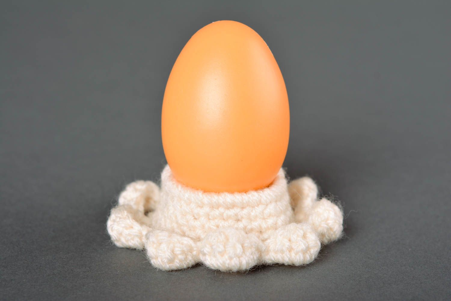 Handmade designer stand for egg crocheted Easter souvenir stylish home decor photo 1