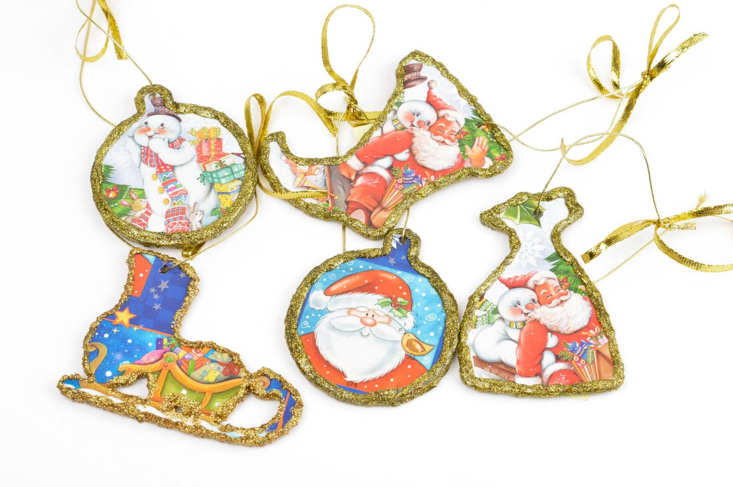 Handmade Christmas toy pendant for New Year tree unusual gift set of 5 items photo 2