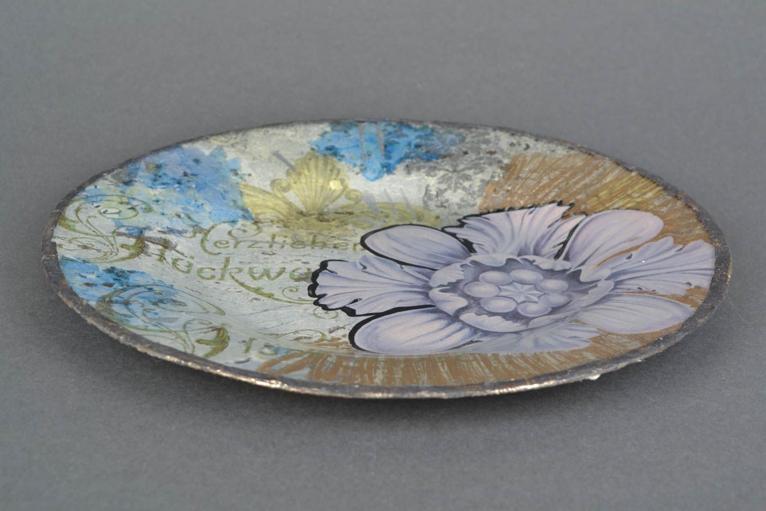 Декоративная тарелка декупаж Дивный цветок фото 3