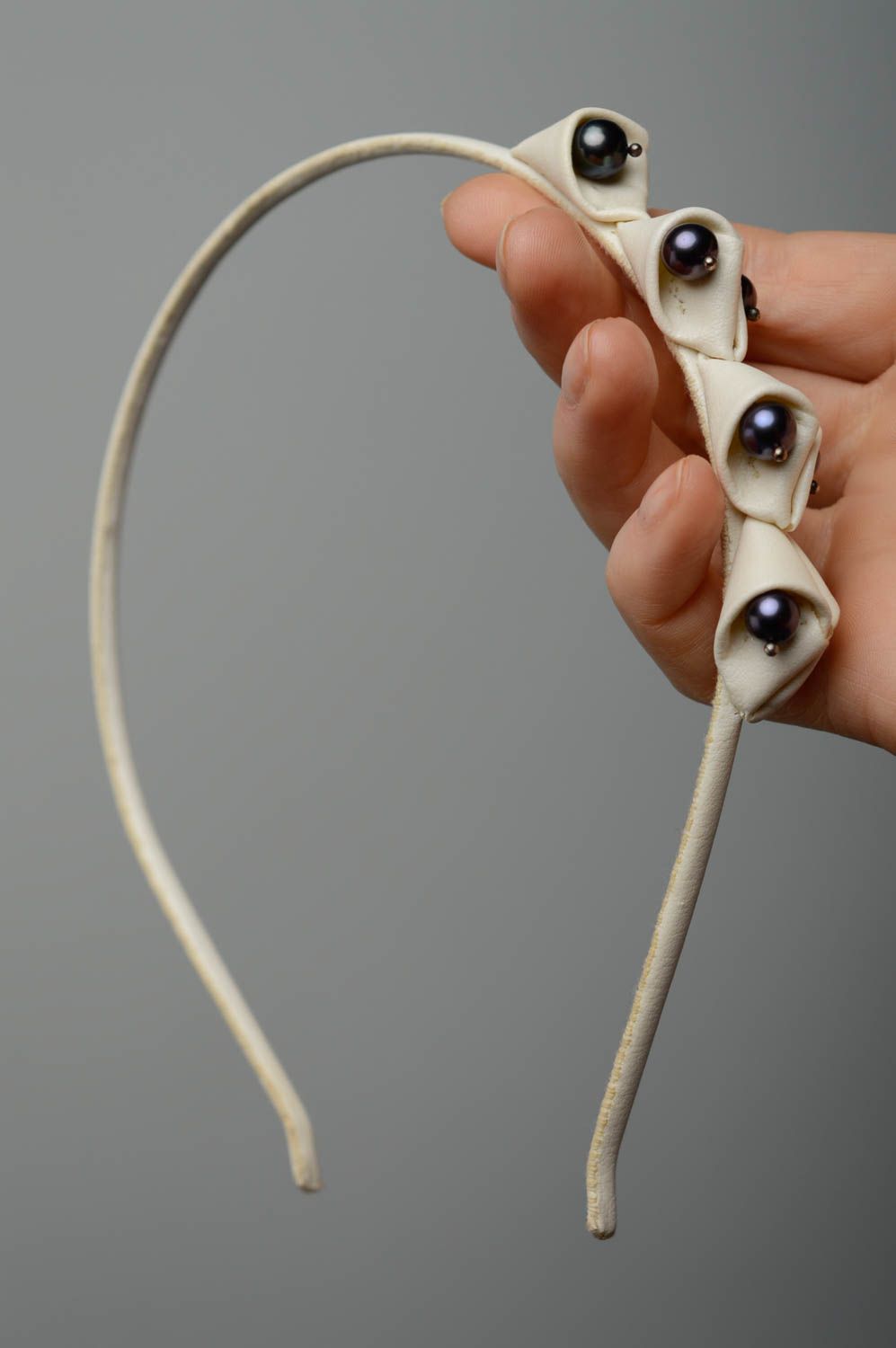 Serre-tête fait main original en perles naturelles photo 3