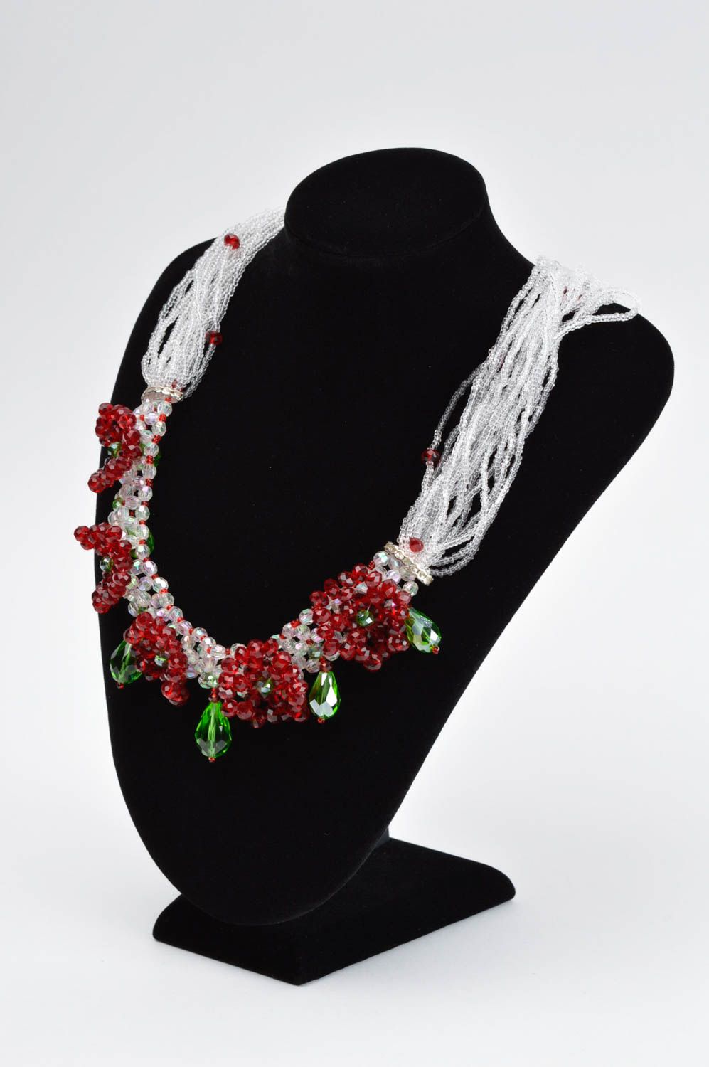 Колье из бисера украшение ручной работы ожерелье из бисера с бусинами Цветы фото 1
