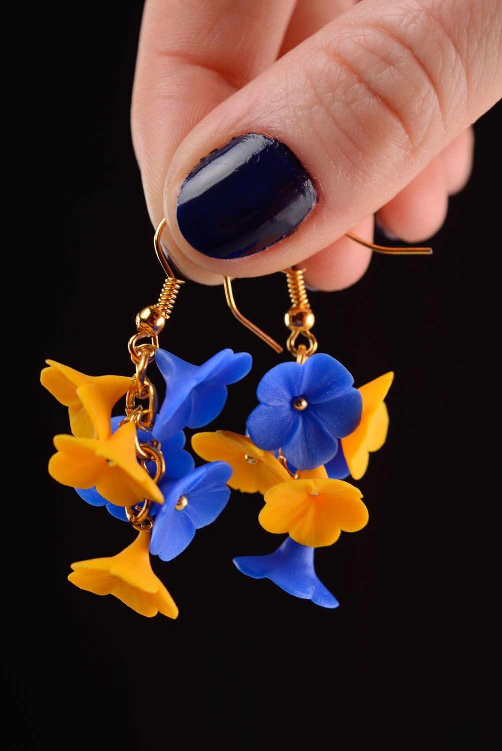 Handmade polymer clay earrings Flowers photo 2