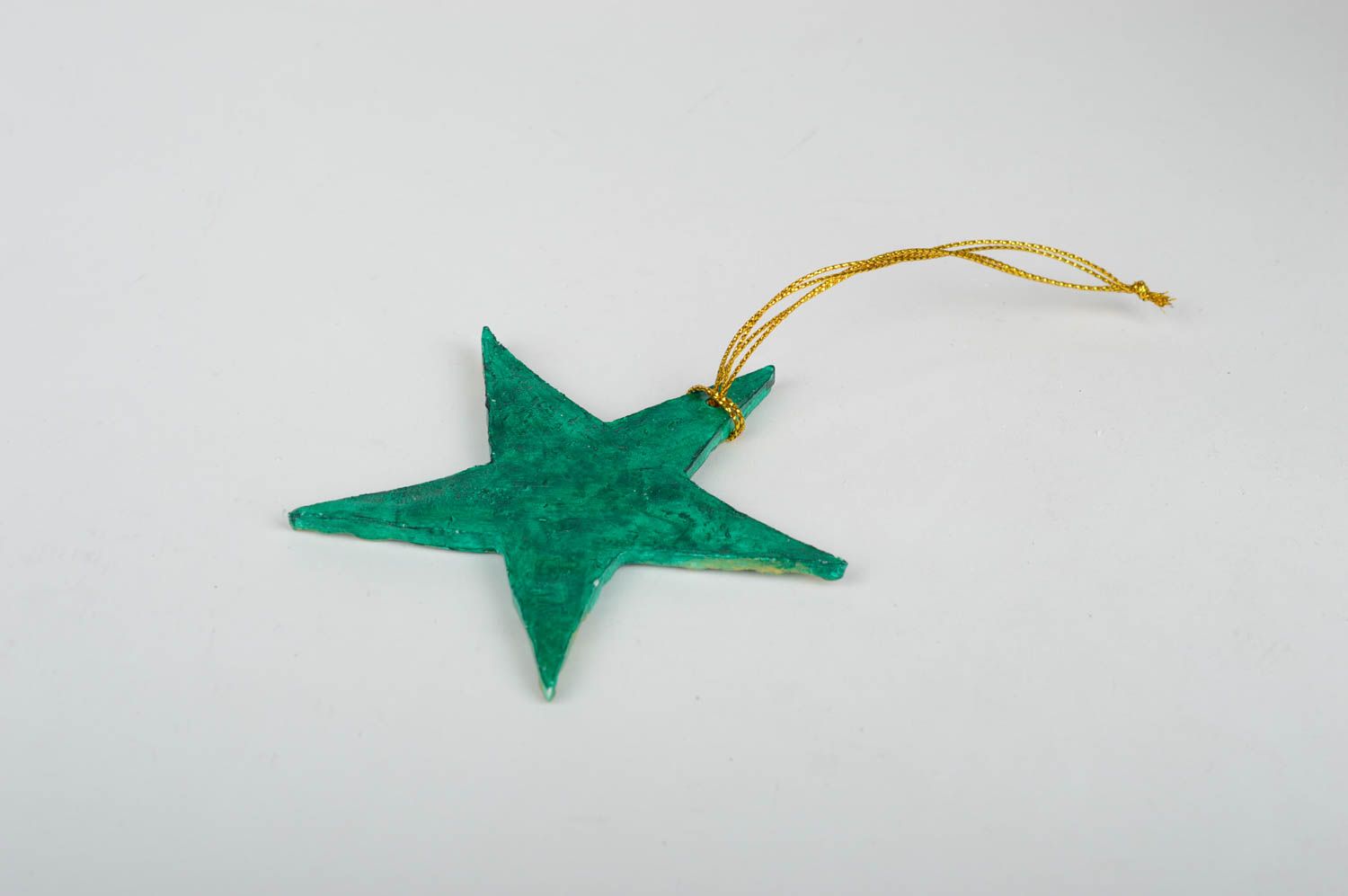 Игрушка на елку хэнд мэйд декор для дома игрушка из глины Зеленая звезда фото 4