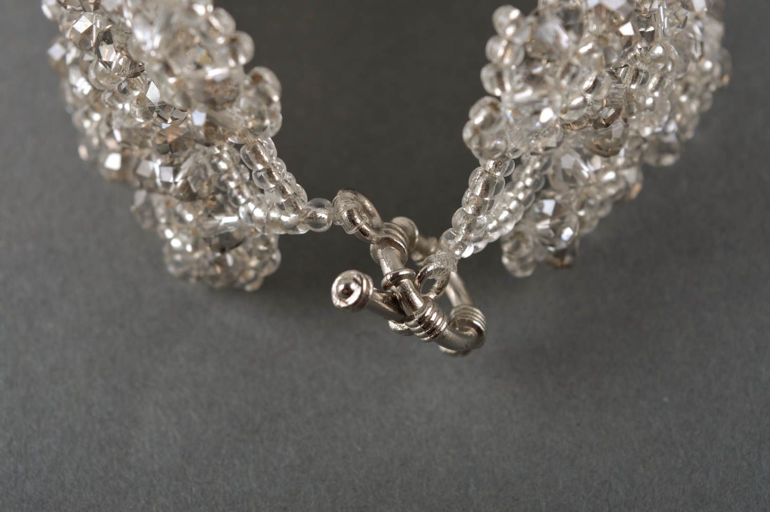 Handmade crystal beaded bracelet wide bracelet made of beads woven bracelet photo 4