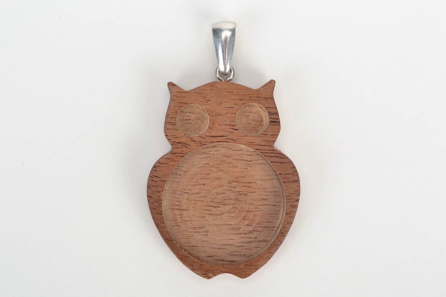 Small brown handmade wooden blank pendant DIY jewelry making photo 1