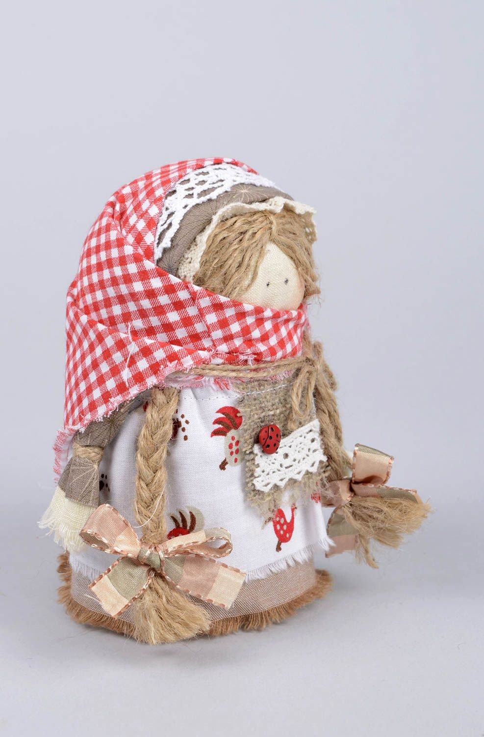 Кукла ручной работы тряпичная кукла для декора дома кукла оберег с зерном фото 3