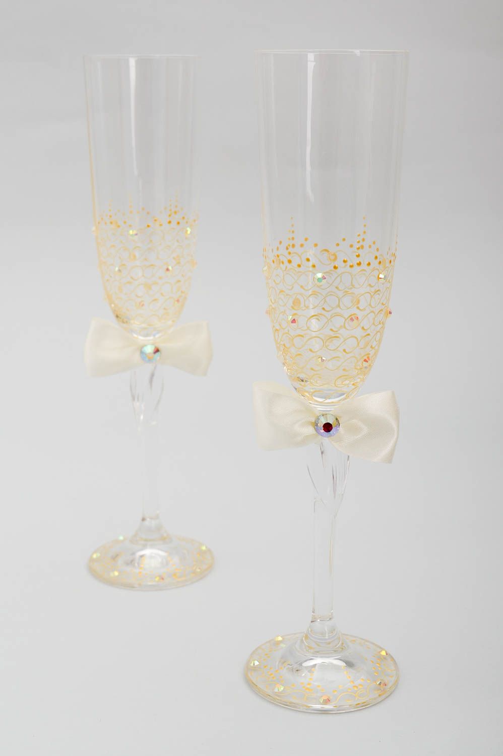 Handmade Gläser Set Geschirr aus Glas Hochzeit Gläser 2 Stück schön gemustert foto 2