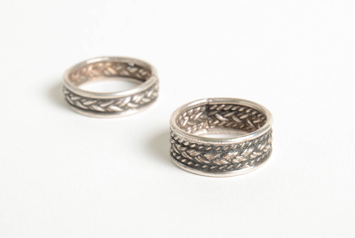 Серебряные кольца ручной работы женские кольца серебряные украшения набор 2 шт фото 3