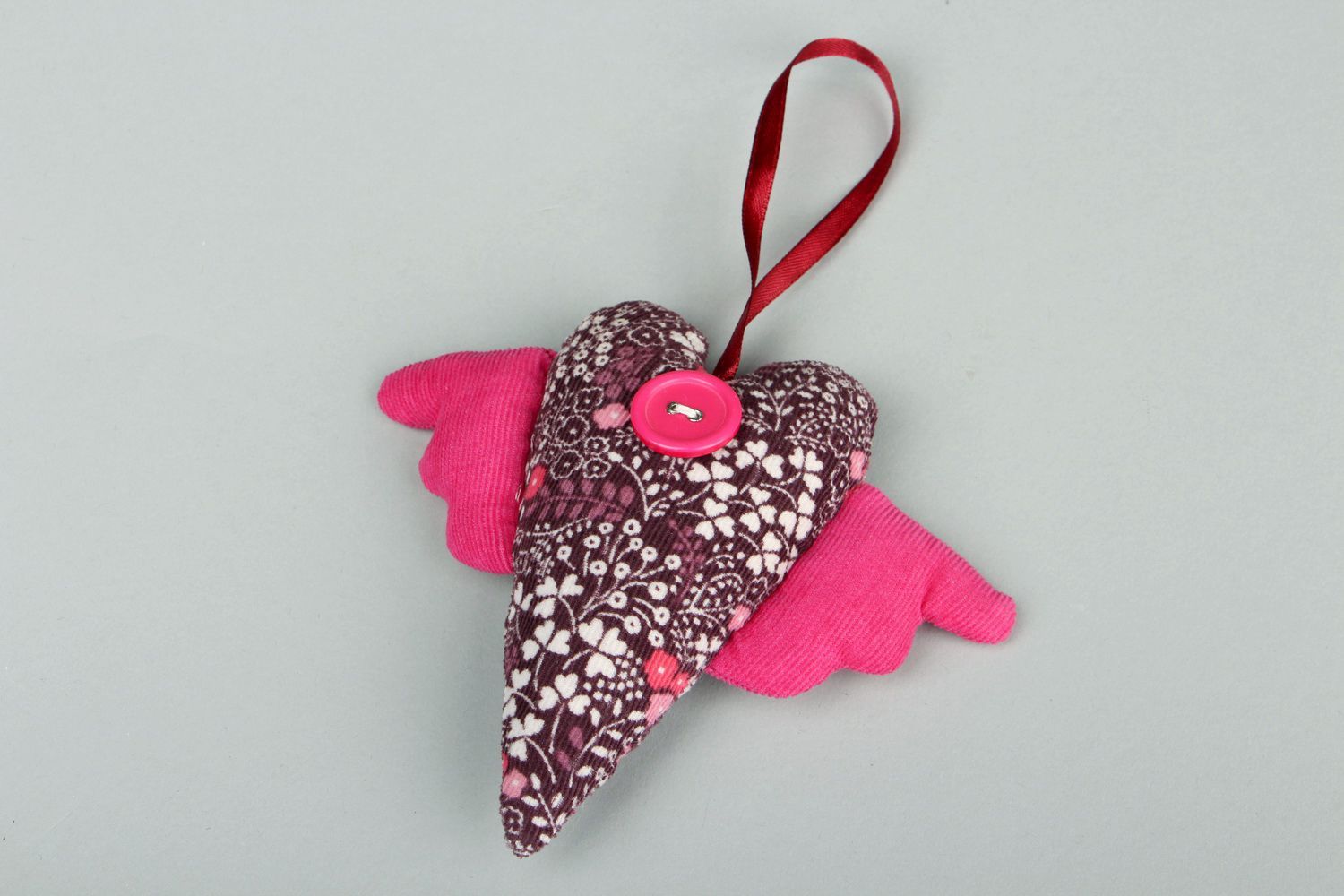 Decorative fabric pendant Heart with wings photo 3