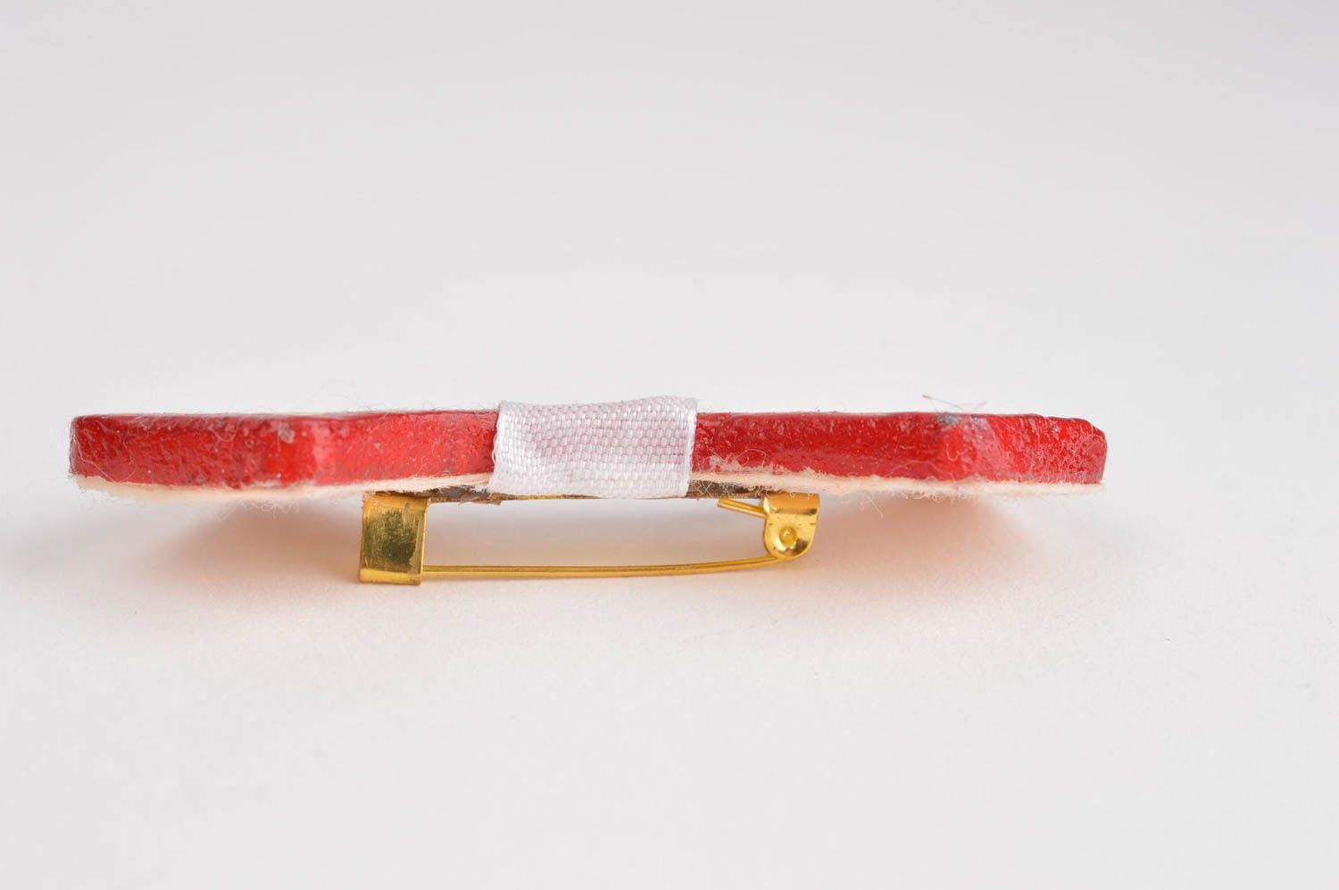 Broche noeud papillon Broche faite main rouge porcelaine froide Accessoire femme photo 4