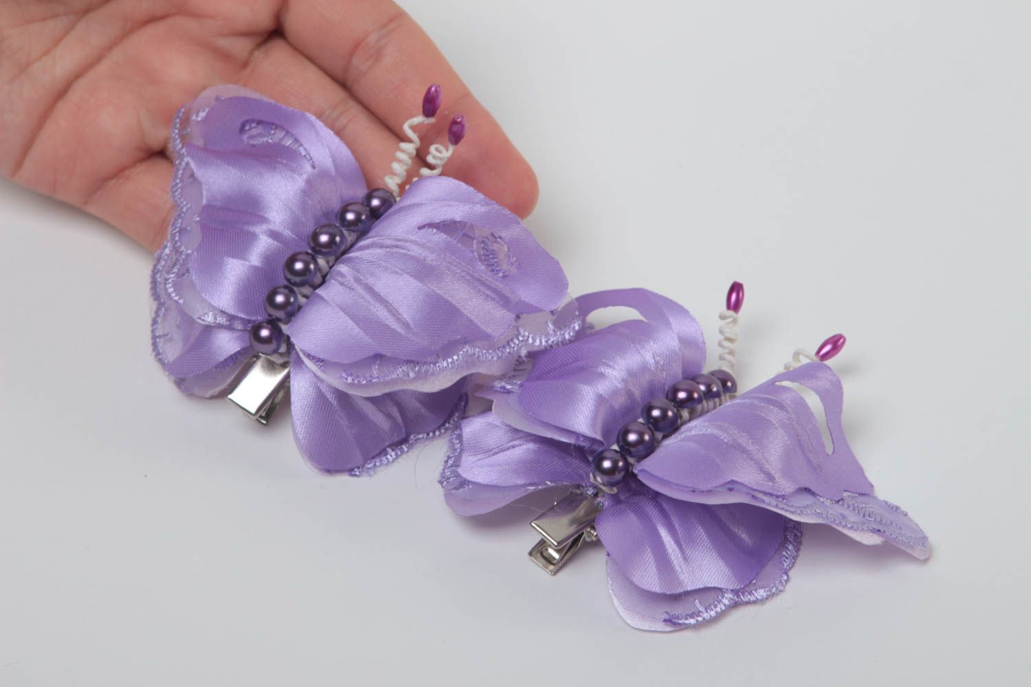 Set of 2 hair clips handmade hair accessories butterfly jewelry gifts for kids photo 5